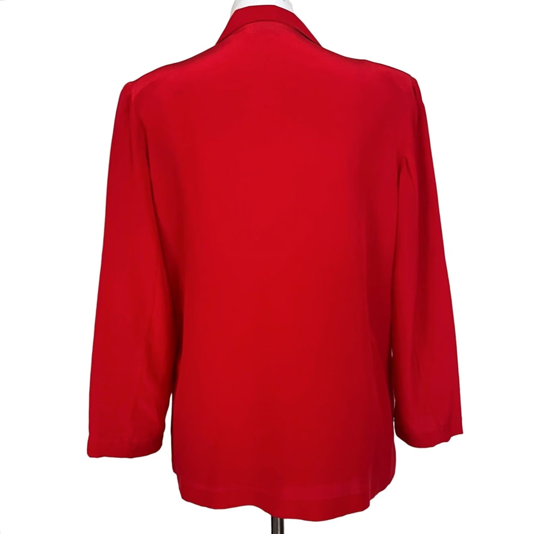 Vintage Silk Studio by Claude Bennett Blazer Women Red Silk Long Sleeve Open Front Sz 8 Size M / US 6-8 / IT 42-44 - 4 Thumbnail