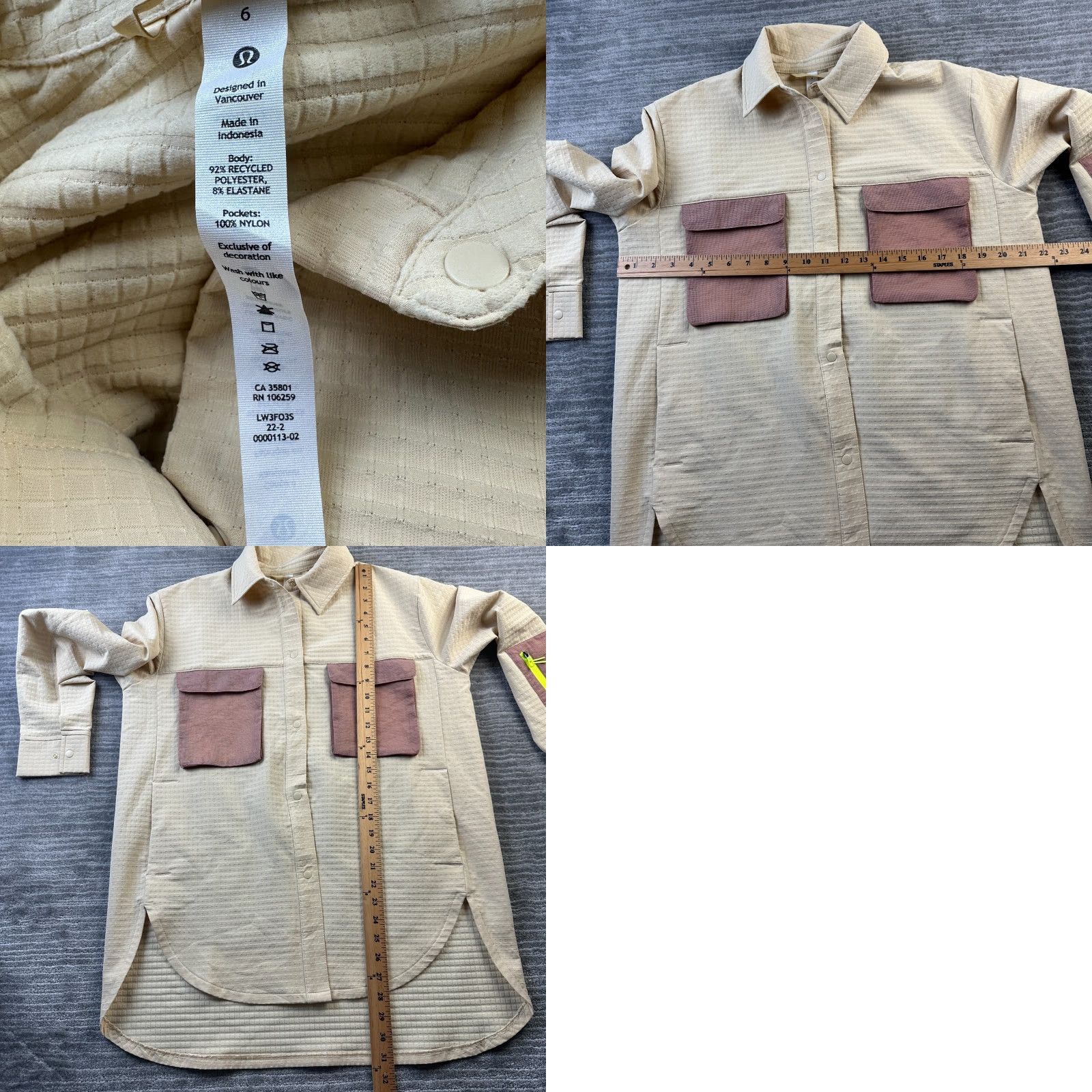 Lululemon Lululemon Shirt Womens 6 Beige Tan Grid Fleece Overshirt Snap Button Outdoor Size M / US 6-8 / IT 42-44 - 8 Thumbnail