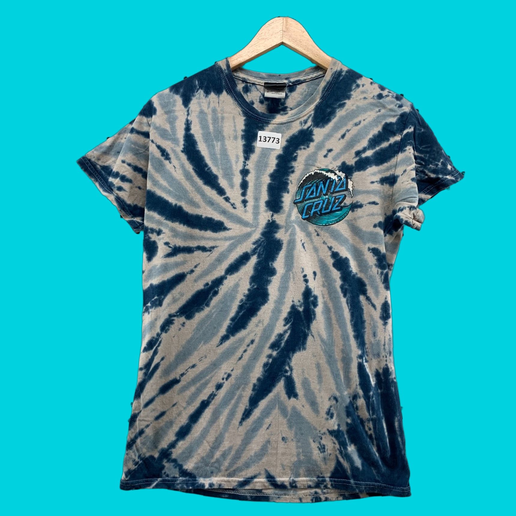 Vintage Santa Cruz Tie Dye Shirt Adult Small Short Sleeve Gray Black Blue Graphic Mens Size US S / EU 44-46 / 1 - 1 Thumbnail