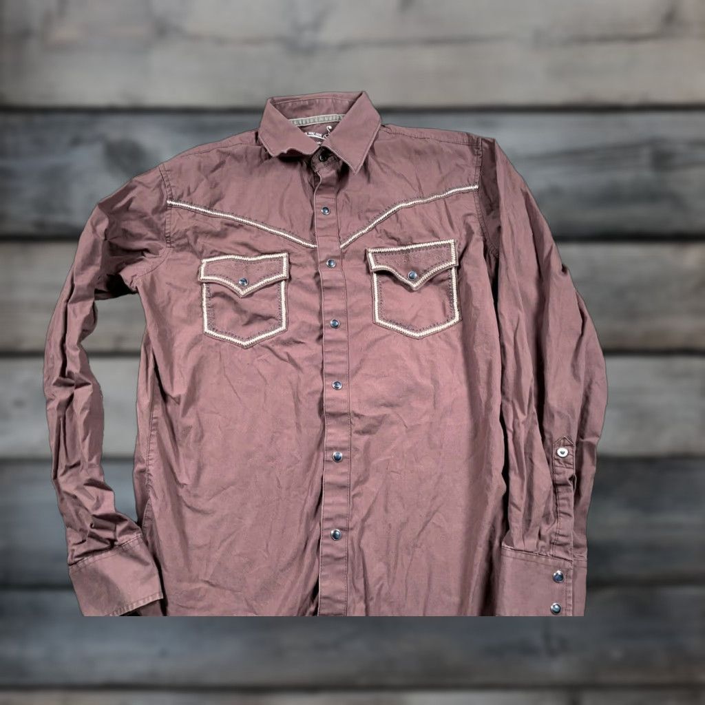 Wrangler VINTAGE Wrangler Men's Western Shirt Adult Medium Brown Cotton Embroidered Studded 90s Cowboy Grunge Size US M / EU 48-50 / 2 - 1 Thumbnail