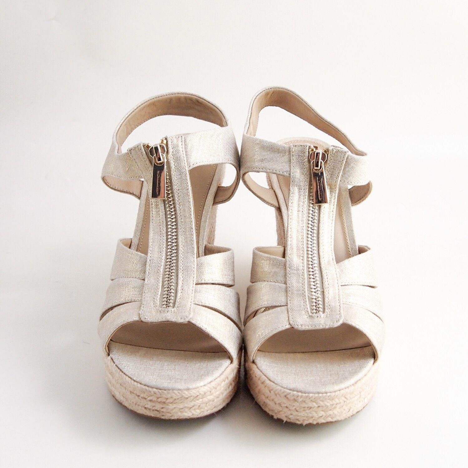 Michael Kors Michael Kors Wedge Sandals Gold Coated Canvas US 9.5 EU 39.5 Size US 9.5 / IT 39.5 - 3 Thumbnail