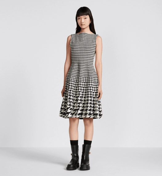 Dior o1w1db10525 214L01 Mid-Length Dress in Black/White Size S / US 4 / IT 40 - 4 Thumbnail