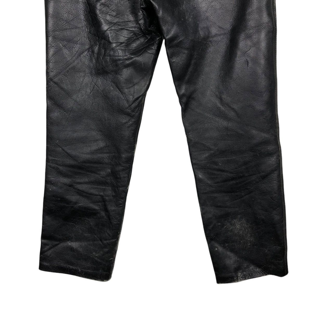 Genuine Leather 🔥VINTAGE BIKER GENUINE LEATHER PANTS FMC ISSEY MIYAKE Size US 33 - 13 Thumbnail