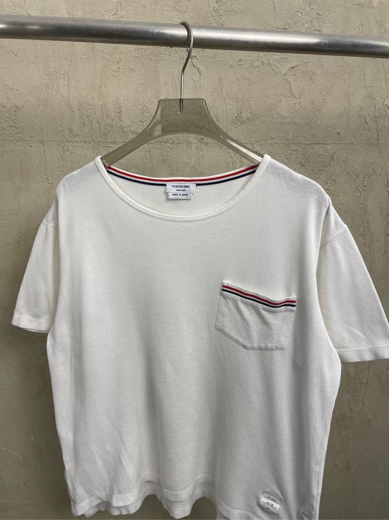 Thom Browne Thom browne White striped women's short-sleeved T-shirt 250 Size S / US 4 / IT 40 - 4 Thumbnail
