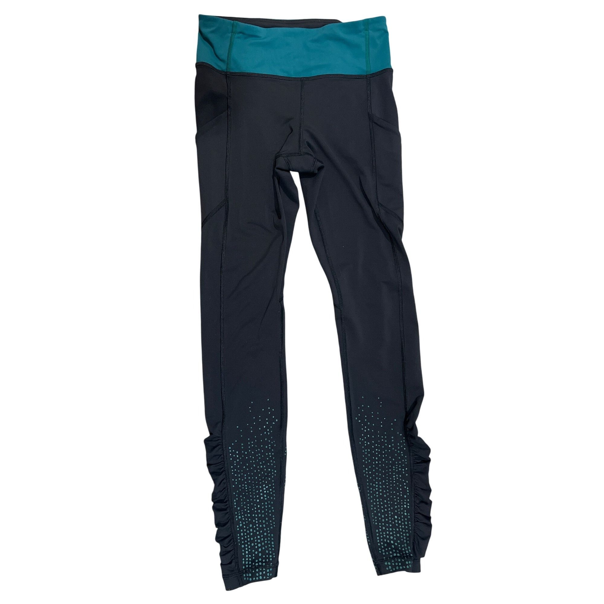 Lululemon 𝓛𝓾𝓵𝓾𝓵𝓮𝓶𝓸𝓷 Women’s Speed Tights Size 4 Black & Teal Size 27" / US 4 / IT 40 - 1 Thumbnail