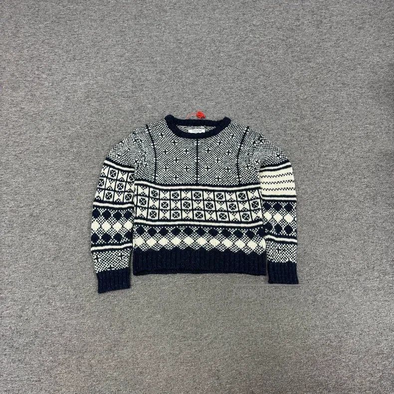 Thom Browne Thom Browne Navy and white vintage jacquard crew-neck knit Size US M / EU 48-50 / 2 - 1 Thumbnail