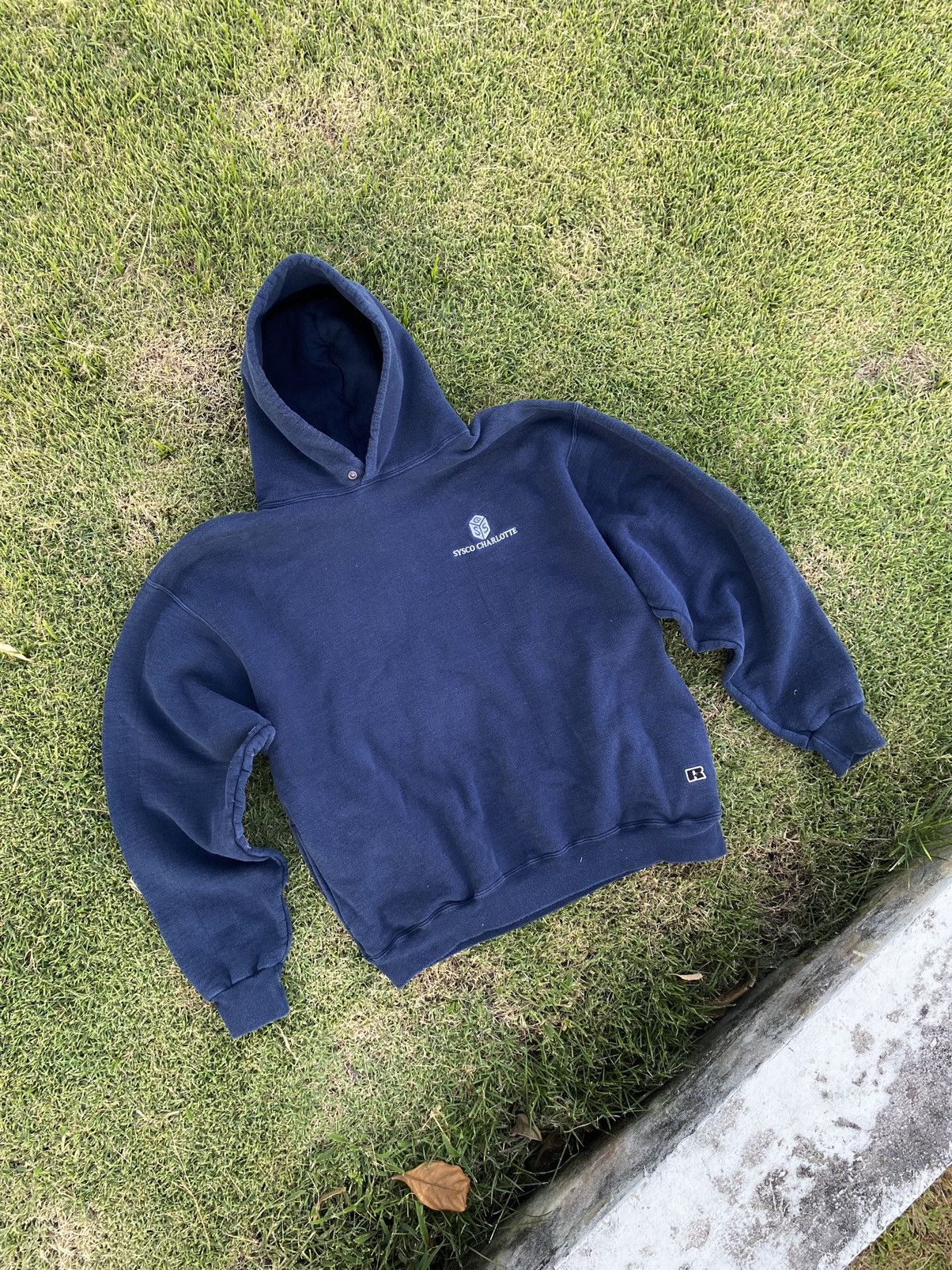 Russell Athletic × Vintage Faded Russell Athletic Heavyweight Hoodie Navy Size US XL / EU 56 / 4 - 3 Thumbnail