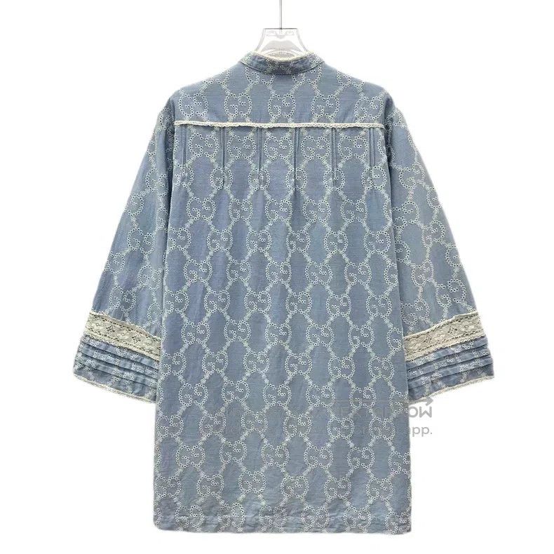 Gucci Gucci Light blue lace logo jacquad full-print cotton denim Size S / US 4 / IT 40 - 2 Thumbnail