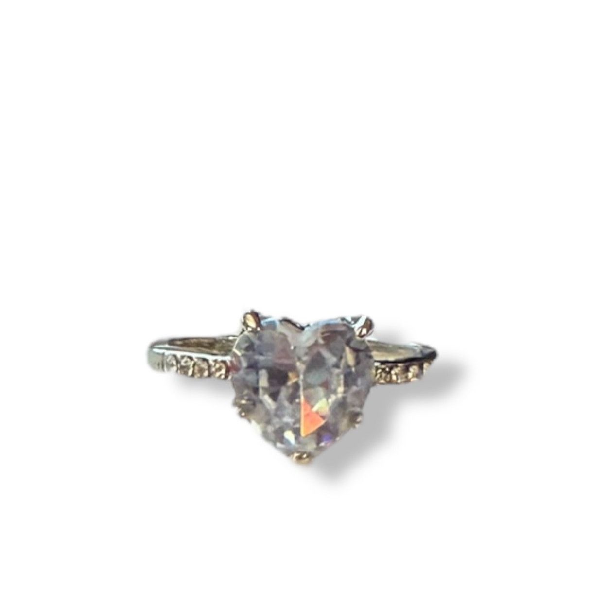 Other Diamond Heart CZ Solitaire Engagement Wedding Silver Ring 7 Size ONE SIZE - 4 Thumbnail