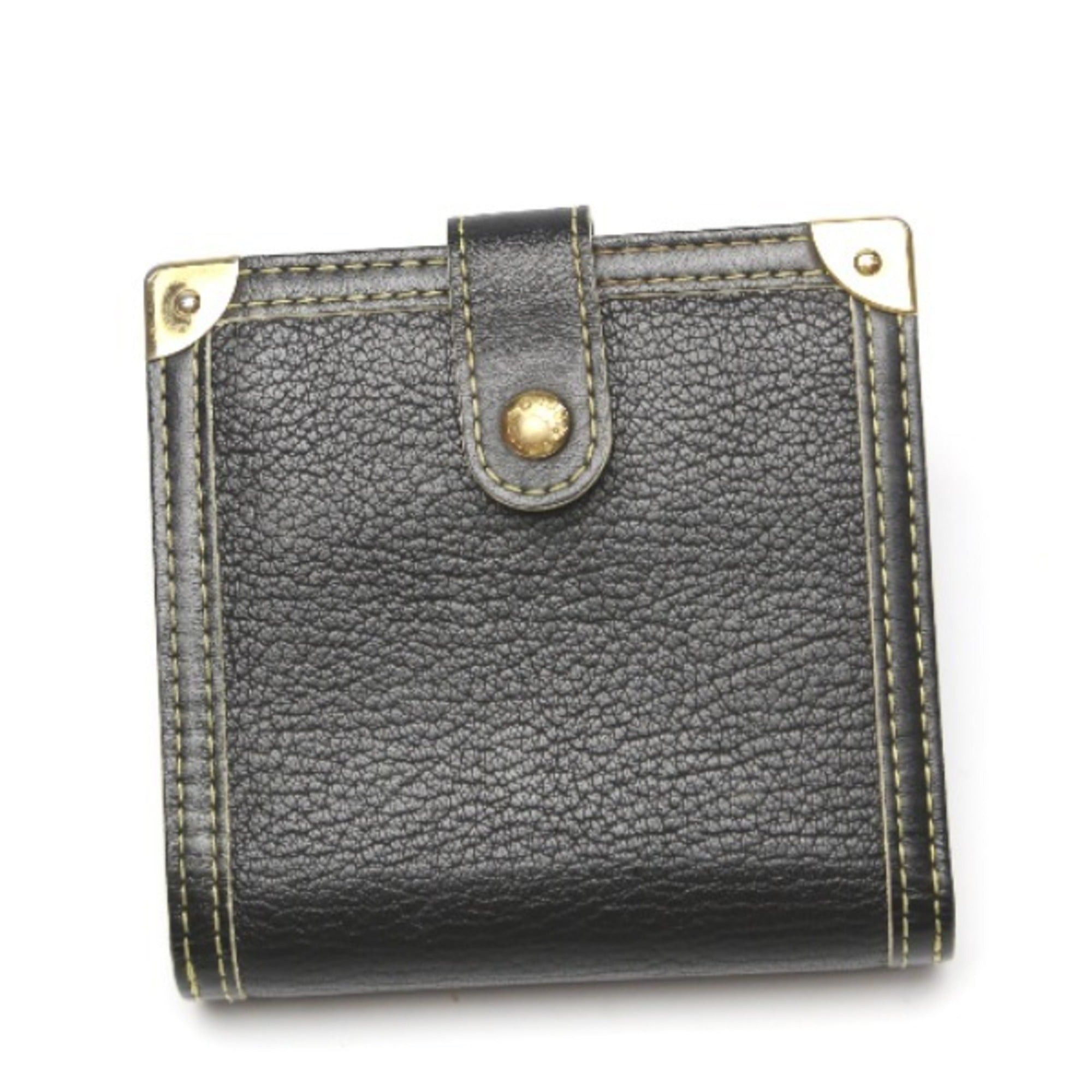 image of Louis Vuitton Compact Zip Suhari Zipper Coin Purse M91828 Black Bifold Wallet Lv, Women's