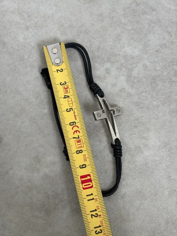 Vintage Cesare Paciotti Black Leather Cord Cross Bracelet Size ONE SIZE - 9 Thumbnail