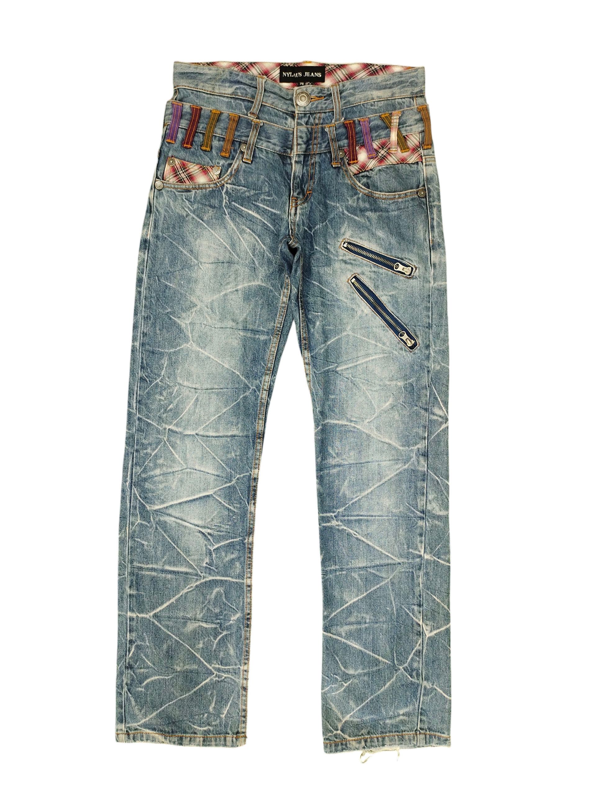 Japanese Brand Vintage Nylaus Japan Double Waist Clawmark Honeycomb Jeans Size US 30 / EU 46 - 1 Thumbnail