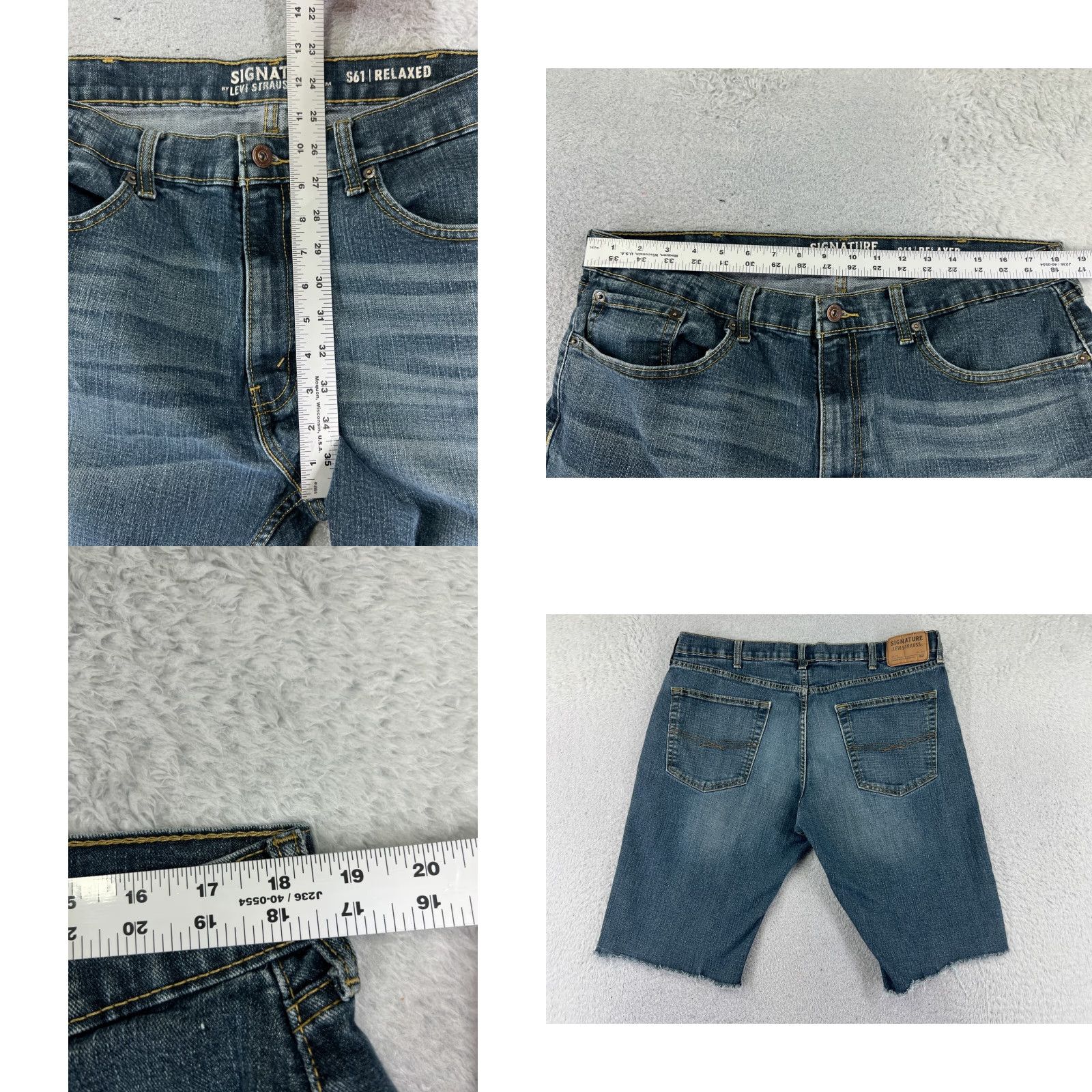 Levi's Levis Shorts Mens 38 Blue Cutoff Denim Jean S61 Relaxed Fit Cotton Blend 36x13 Size US 38 / EU 54 - 9 Thumbnail