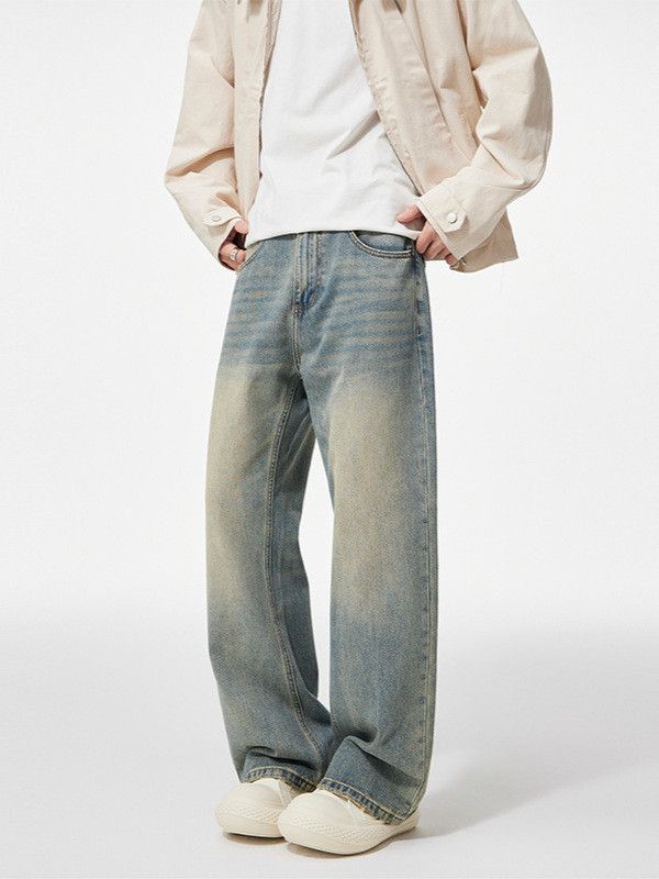 Japanese Brand Retro men's distressed washed casual straight leg jeans Size US 32 / EU 48 - 1 Thumbnail
