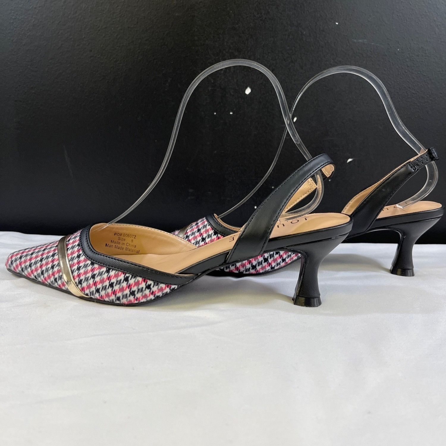 Other Journee Collection Womens Black & Pink Houndstooth Heels Sz Size US 8 / IT 38 - 4 Thumbnail