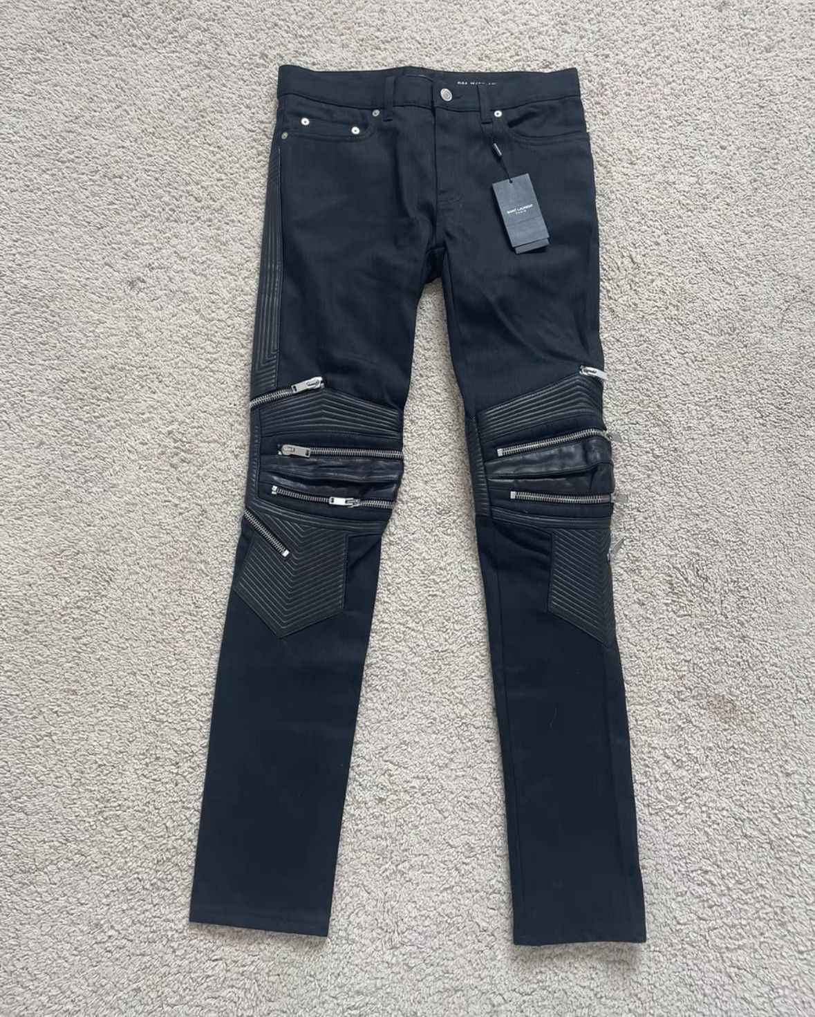 Saint Laurent Paris black leather zippered skinny pants Size US 30 / EU 46 - 1 Thumbnail