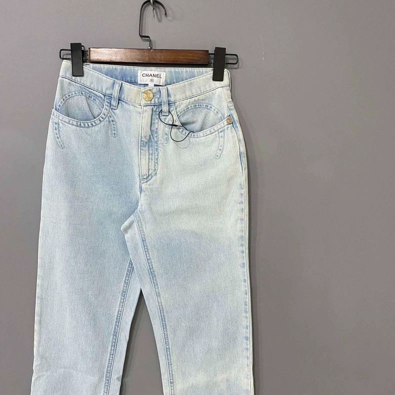 Chanel Chanel Light blue washed old jeans Size 42" / US 20 - 2 Thumbnail
