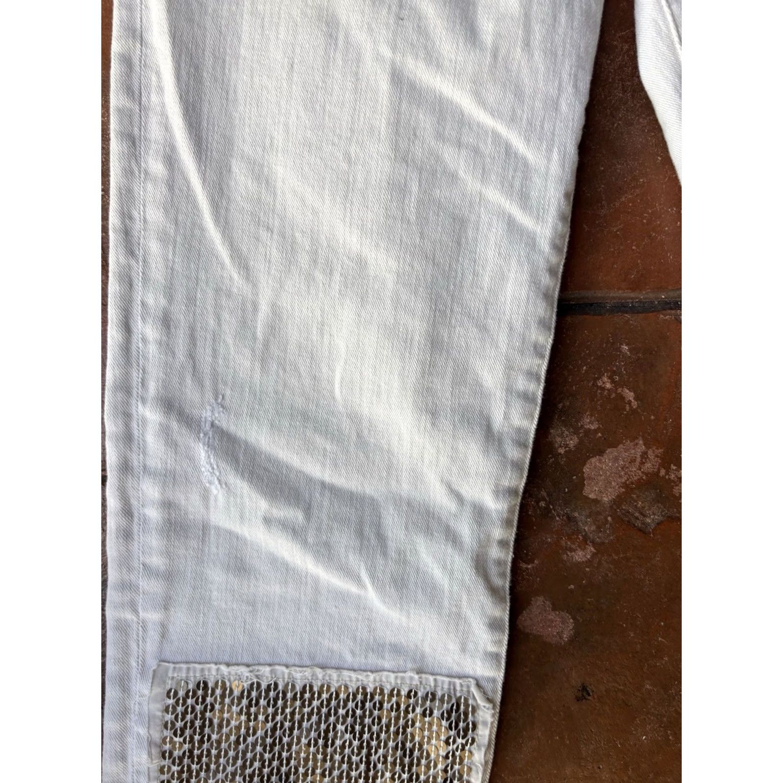 Scotch & Soda Scotch & Soda Vagabond Voyage Petit AMI Slim Boyfriend Jeans Women’s 27 Cream Denim Pockets Logo Embroidered Size 27" / US 4 / IT 40 - 6 Thumbnail