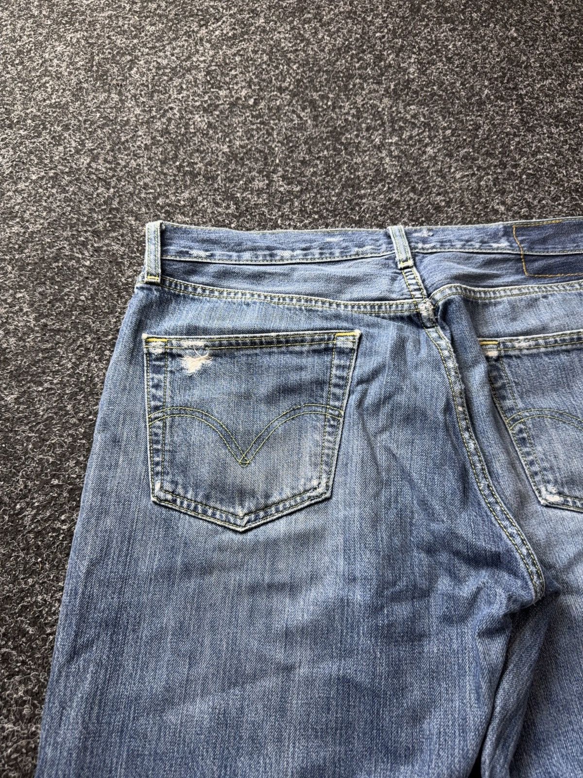 Levi's 00s Y2K Levis 501 Distressed Denim Jeans Vintage Wash Grunge Size US 34 / EU 50 - 15 Thumbnail