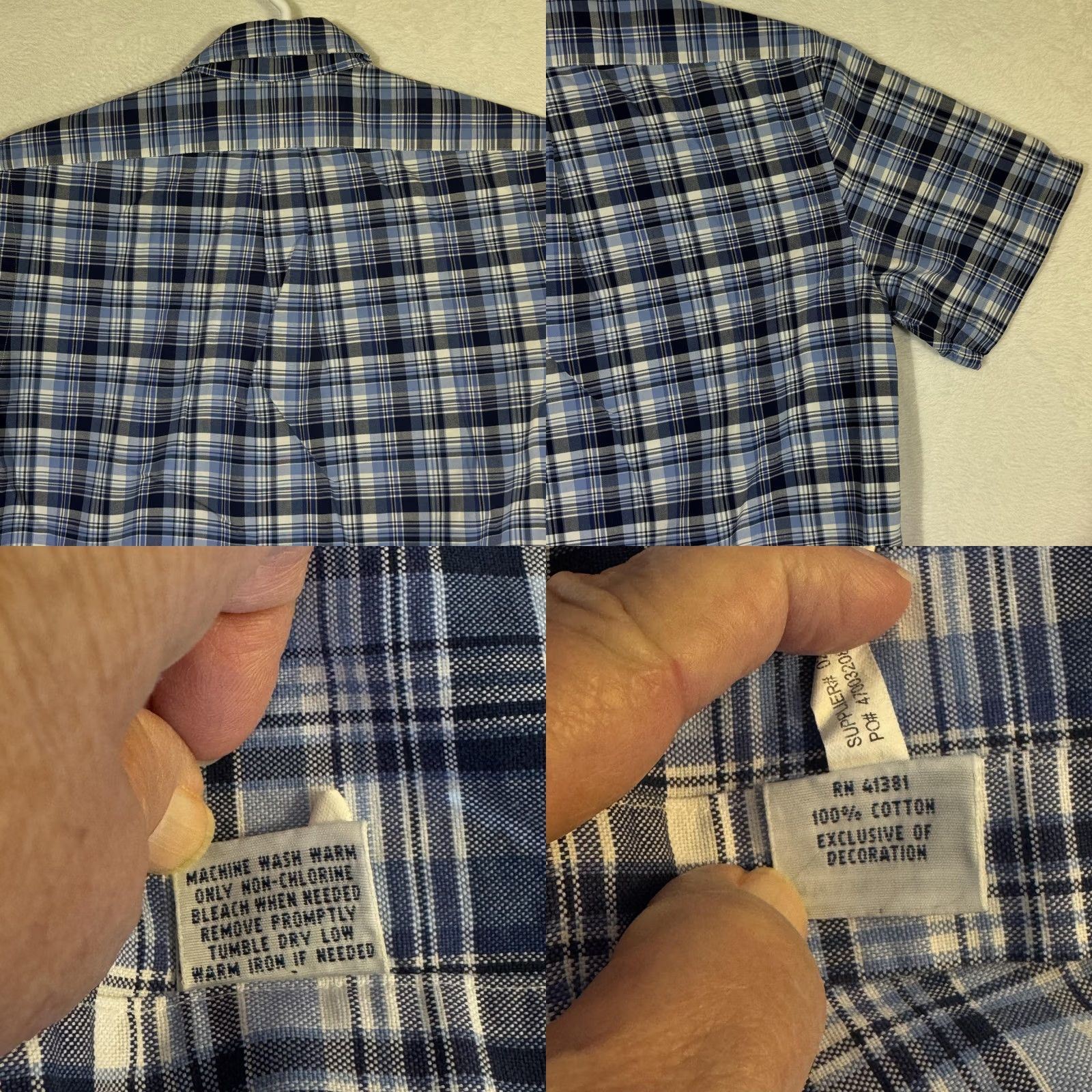 Ralph Lauren Ralph Lauren Shirt Mens Large Blue Plaid Button Down Short Sleeve Polo Pony Size US L / EU 52-54 / 3 - 9 Thumbnail