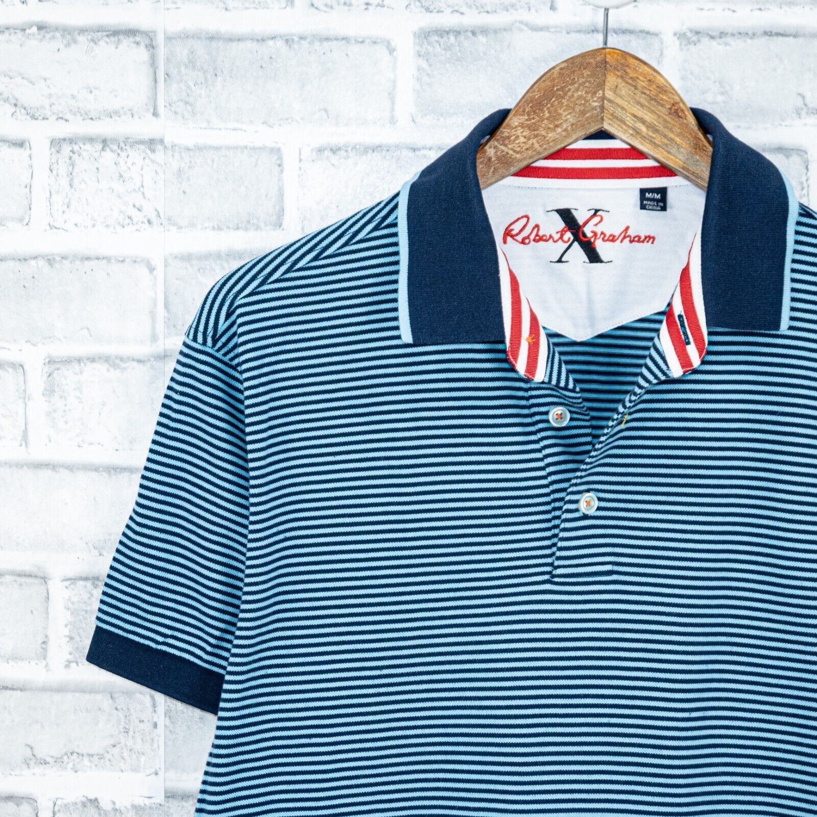 Robert Graham Robert Graham X Short Sleeve Polo Shirt Blue striped cotton Size US M / EU 48-50 / 2 - 3 Thumbnail