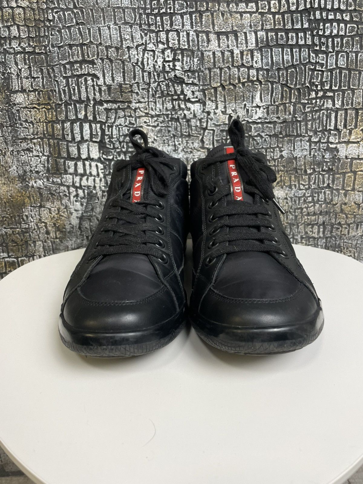 Prada Prada Shoes Black High Top Sneakers Leather Shoes Size US 9 / EU 42 - 3 Thumbnail