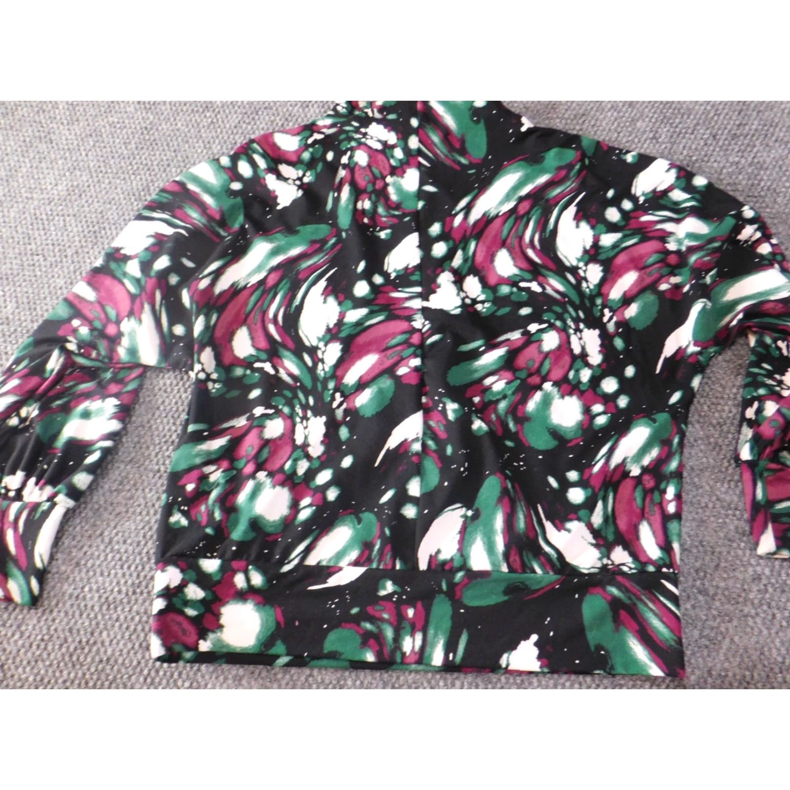 Vintage The Limited Blouse Shirt Womens Medium Green Lightweight Crew Neck Pullover Regular Polyester Spandex Rayon Geometric Casual Classic Size M / US 6-8 / IT 42-44 - 7 Thumbnail