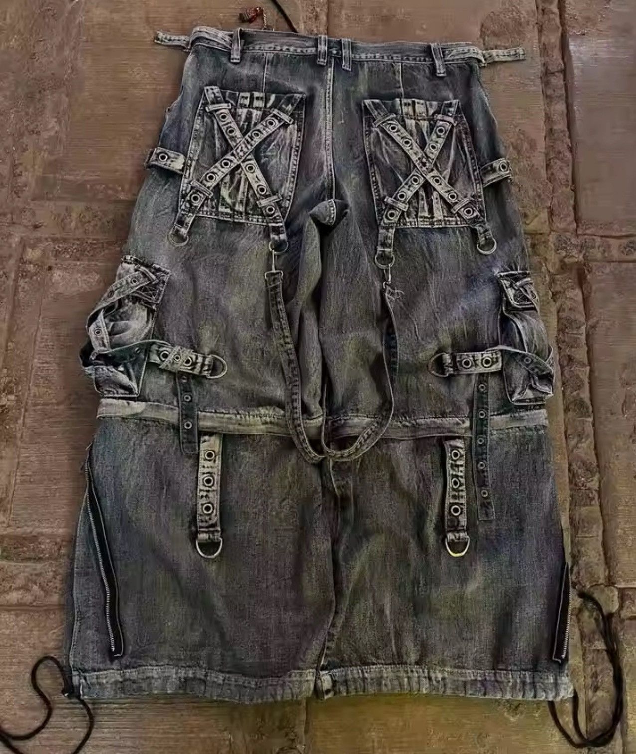 Jean Retro Double Stitching Washed Baggy Jeans Size US 32 / EU 48 - 3 Thumbnail