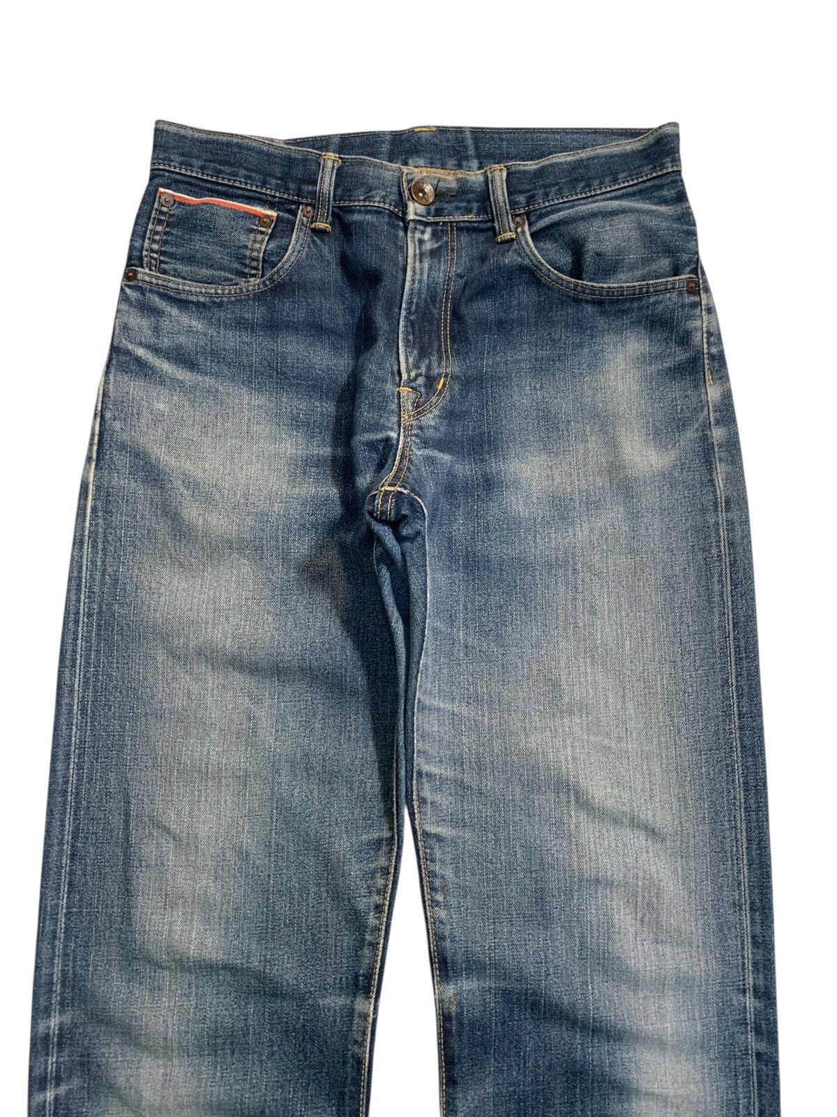 VINTAGE EDWIN 505Z SELVEDGE BUCKLE BACK DISTRESSED DENIM