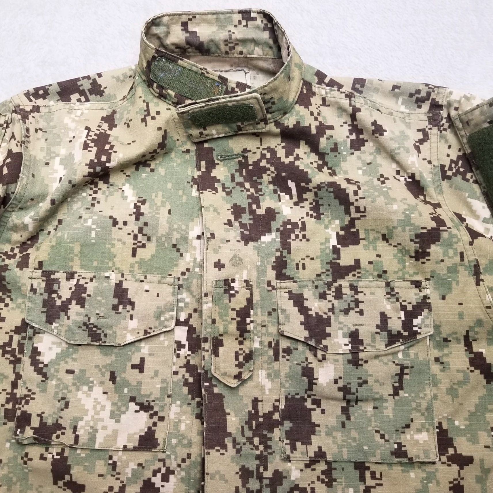 Vintage USN Jacket Womens Small Long Green Digital Camo Field Ripstop Canvas US Navy Shirt? Size S / US 4 / IT 40 - 3 Thumbnail