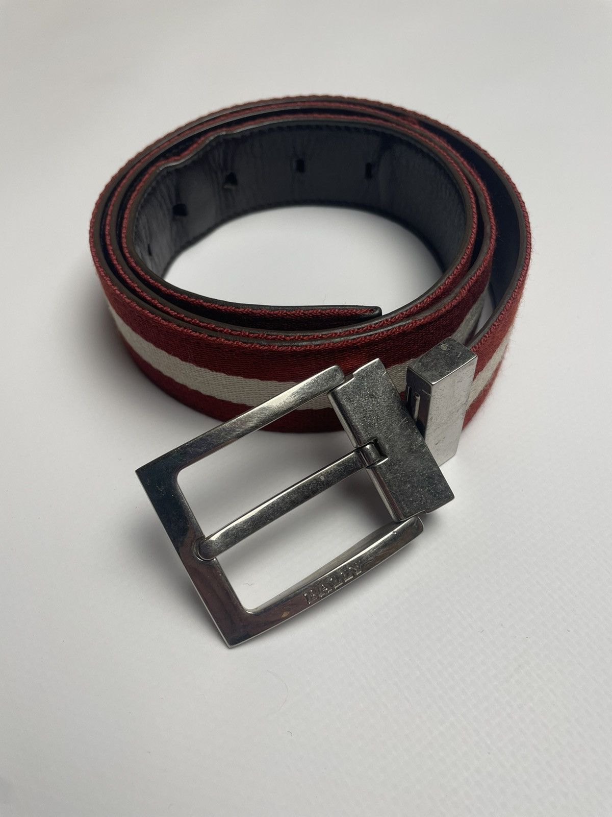 image of Bally Two Side Belt Brown/red&white, Men's
