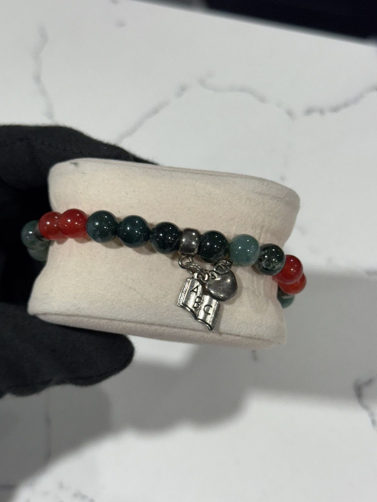 Handmade Handmade Gemstone Talisman Teacher Bracelet agatejade,silver Size ONE SIZE - 3 Thumbnail