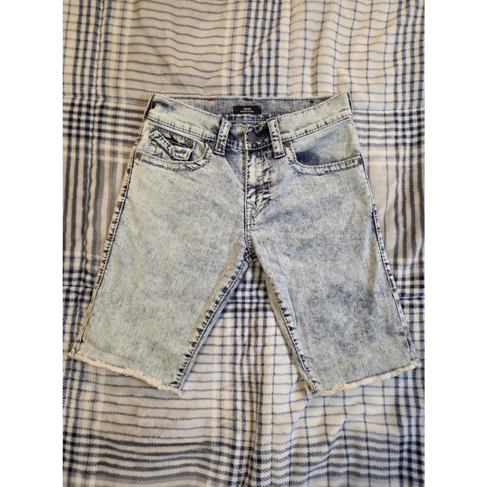 True Religion True Religion Ricky Relaxed Straight Super T Acid Wash Shorts Men's 29 Blue Denim Casual Summer 29 Mens Size US 29 - 2 Thumbnail