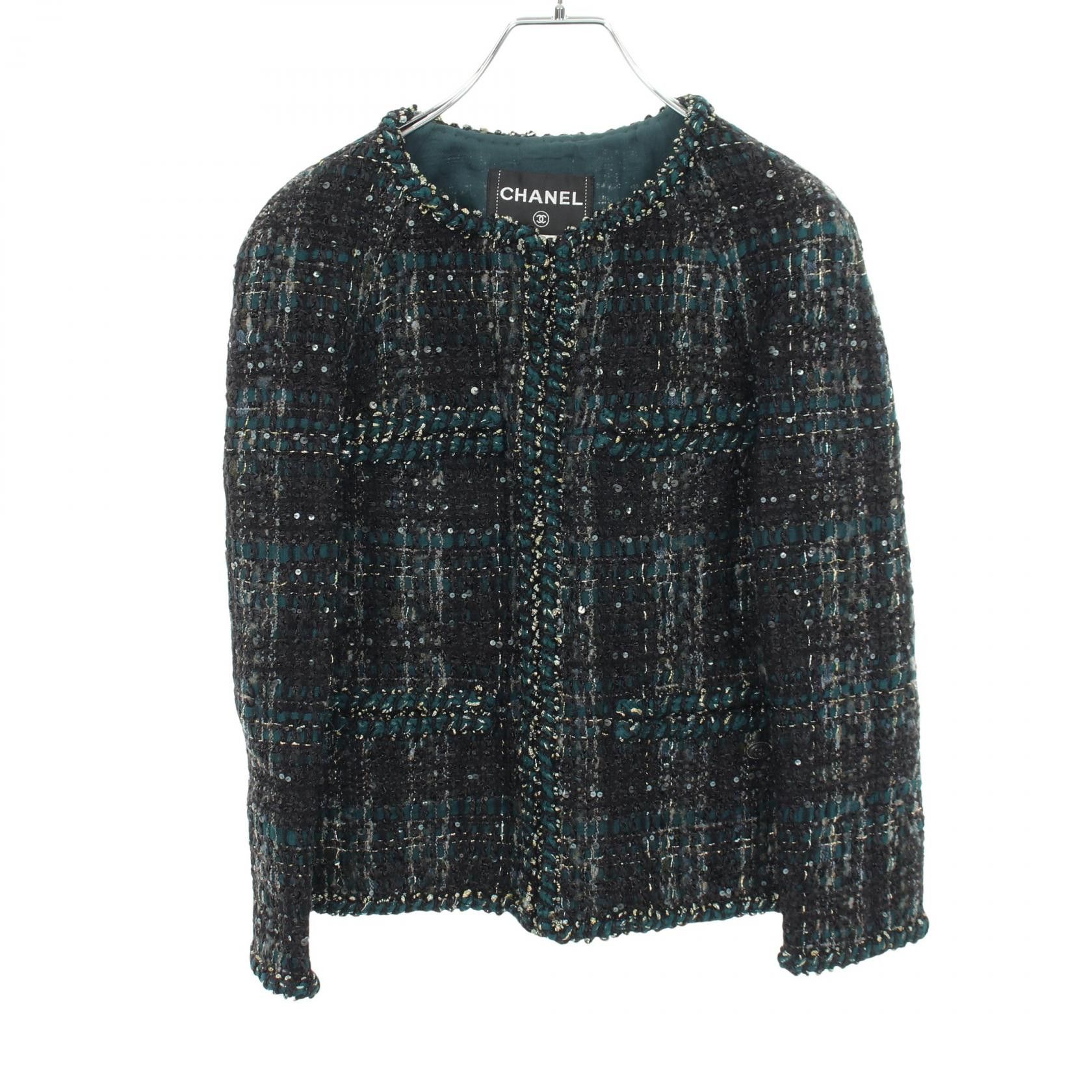 Chanel Chanel Chanel Sequin Tweed Jacket Textile Outerwear P42257V30784 DUTY FREE for USA Size ONE SIZE - 1 Thumbnail