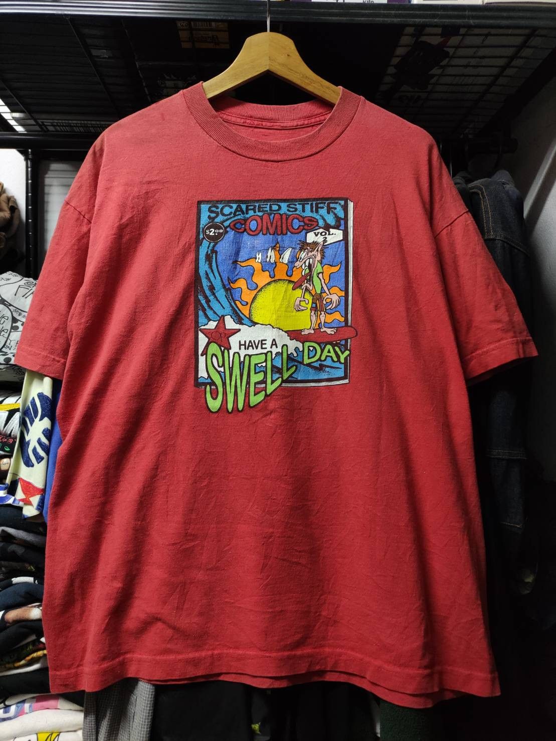 Ocean Pacific Vtg 90's Op x Scared Stiff "Have A Swell Day" Comics T-Shirt Size US XL / EU 56 / 4 - 2 Thumbnail