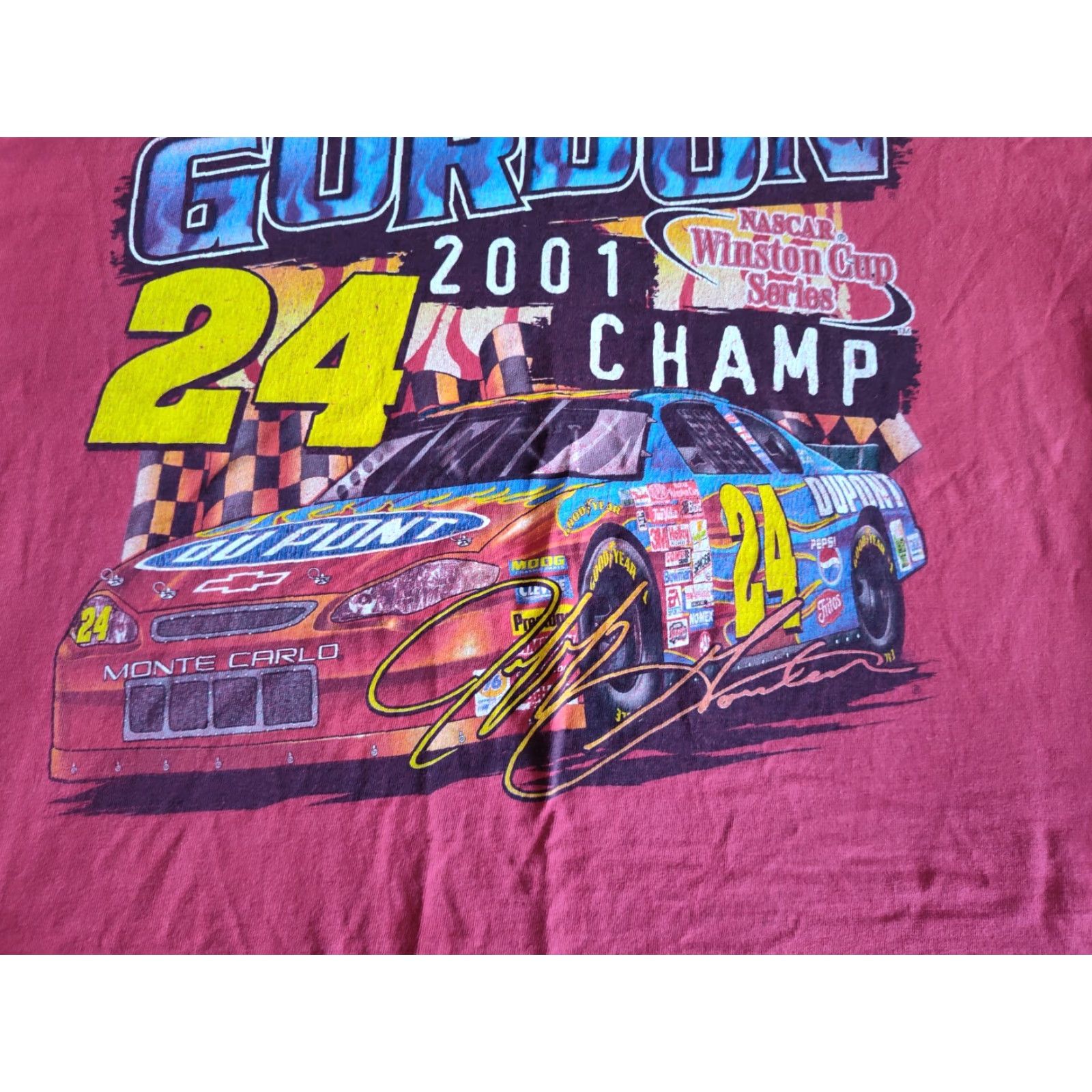 Chase Authentics VINTAGE NASCAR T-Shirt Jeff Gordon 2001 Winston Cup Champion Chase Authentics Mens L Red Nascar Cars Graphic Crew Neck Short Sleeve Size US L / EU 52-54 / 3 - 3 Thumbnail