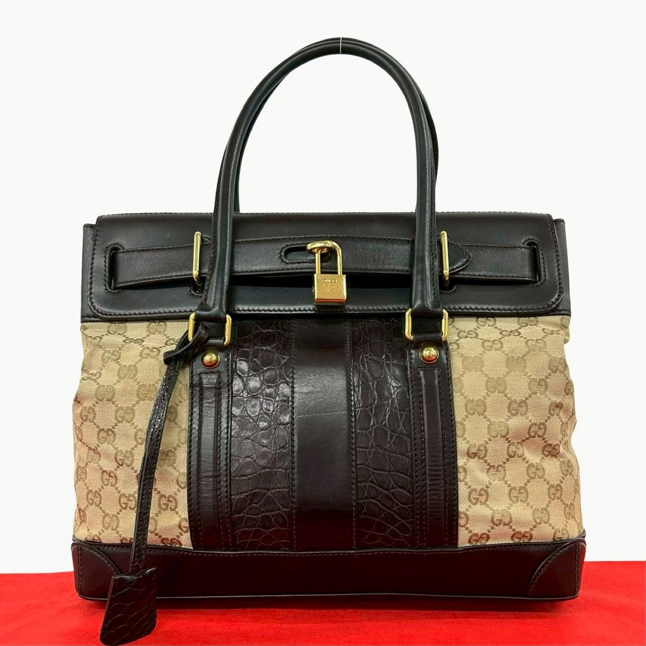 Gucci Gucci Gucci GG Canvas Leather Tote Bag Leather Tote Bag DUTY FREE for USA Size ONE SIZE - 1 Thumbnail