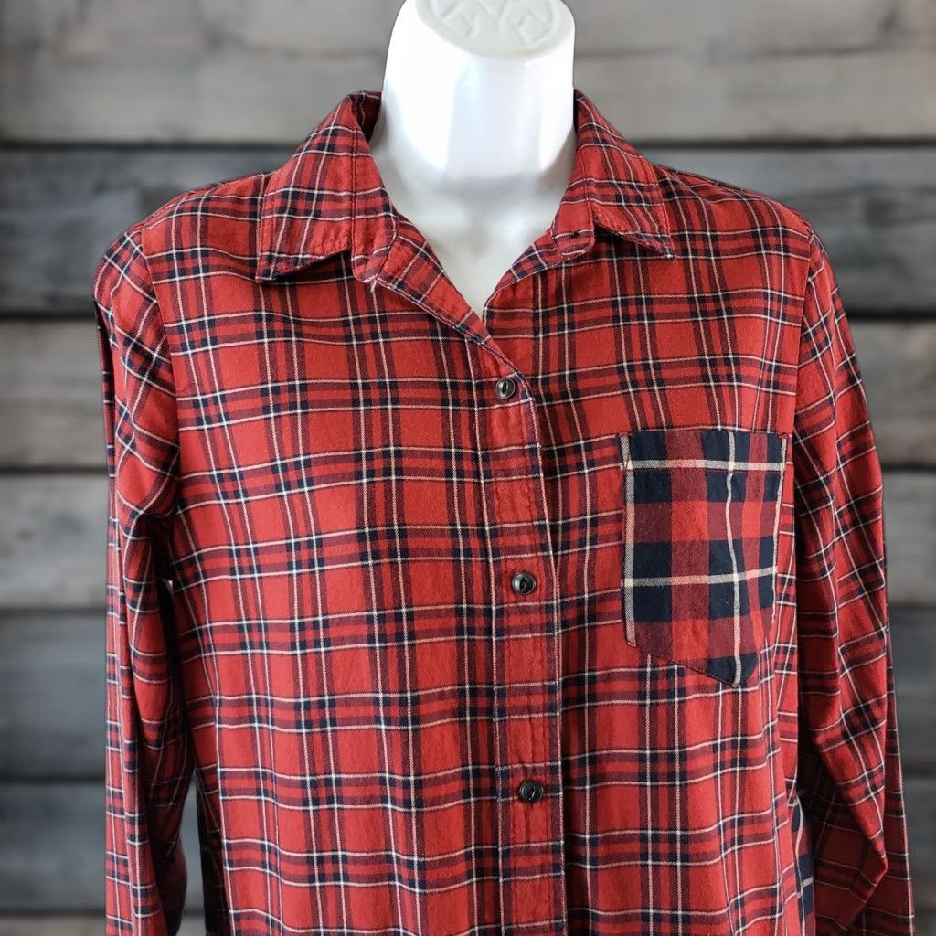 Madewell Madewell Womens Button Front Shirt Sz Small Red Plaid Long Sleeve Cotton Shirt Size S / US 4 / IT 40 - 1 Thumbnail