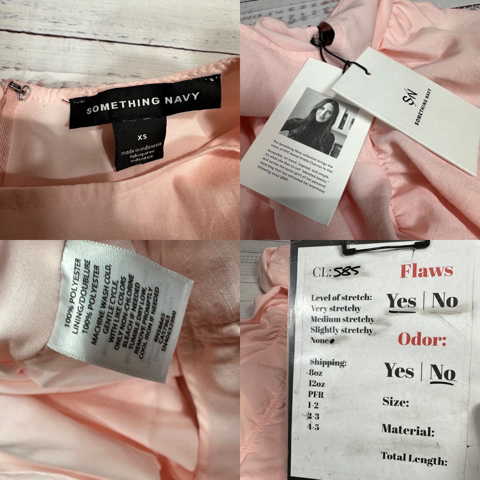 Vintage Something Navy Pink Mini Dress XS Balloon Sleeve Ruched Back Zip Womens Dress Size XS / US 0-2 / IT 36-38 - 9 Thumbnail