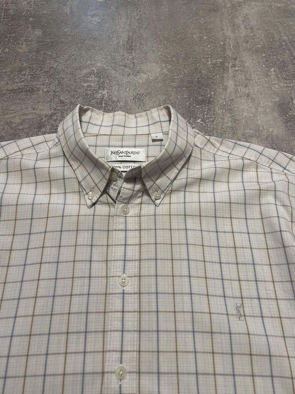Vintage Vintage YSL Yves Saint Laurent Checked Long Sleeve Shirt Size US XL / EU 56 / 4 - 3 Thumbnail