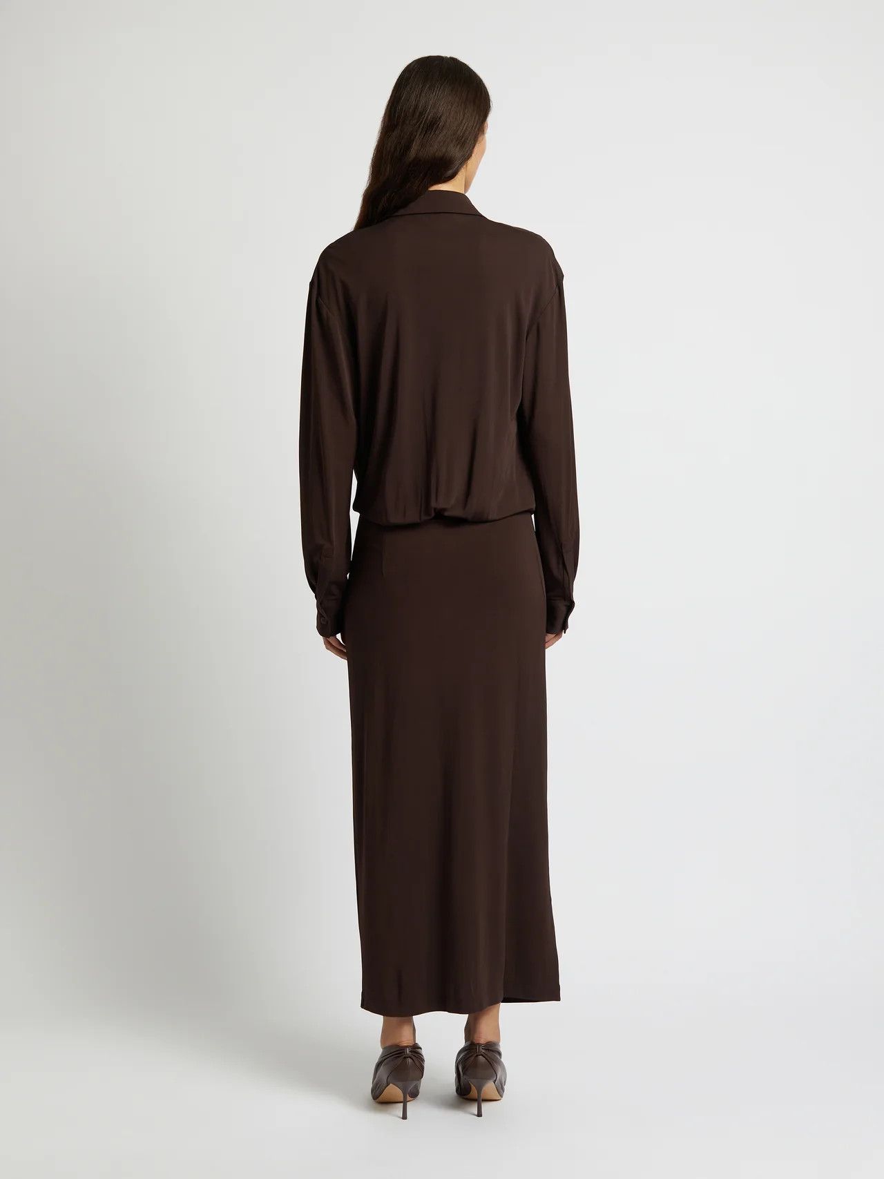 Christopher Esber o1mle1224 Framed Buckled Warp Shirt Dress in Cacao Size M / US 6-8 / IT 42-44 - 5 Thumbnail