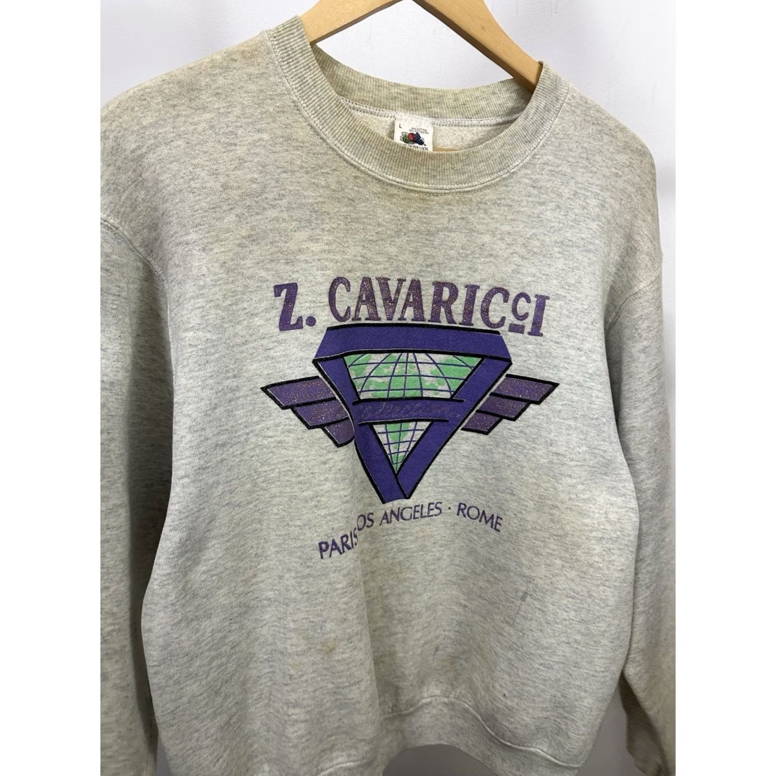 Vintage VTG Z. Cavaricci Sweatshirt Mens L Heather Gray Pullover High Waisted Denim Jean Promo Crewneck Size L Size US L / EU 52-54 / 3 - 5 Thumbnail