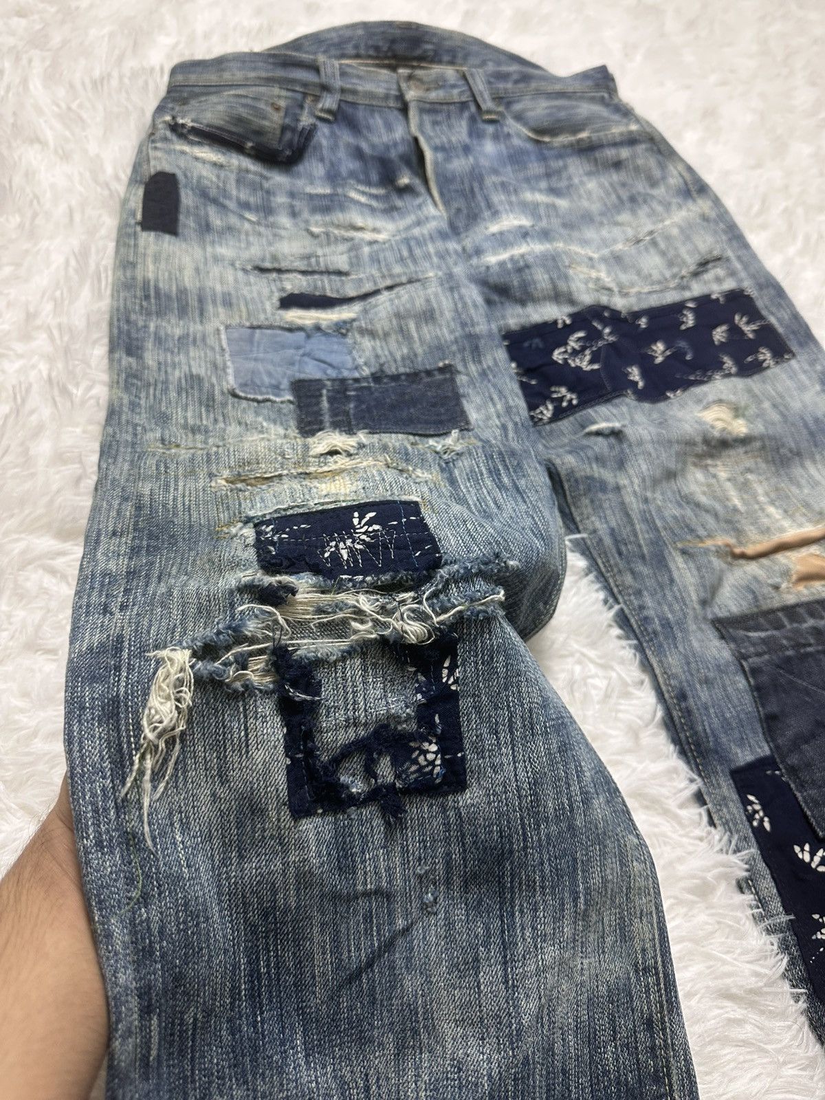 Sugar Cane 💥RARE💥2000s JAPANESE BRAND SUGARCANE X SASHIKO SELVEDGE Size US 32 / EU 48 - 2 Thumbnail