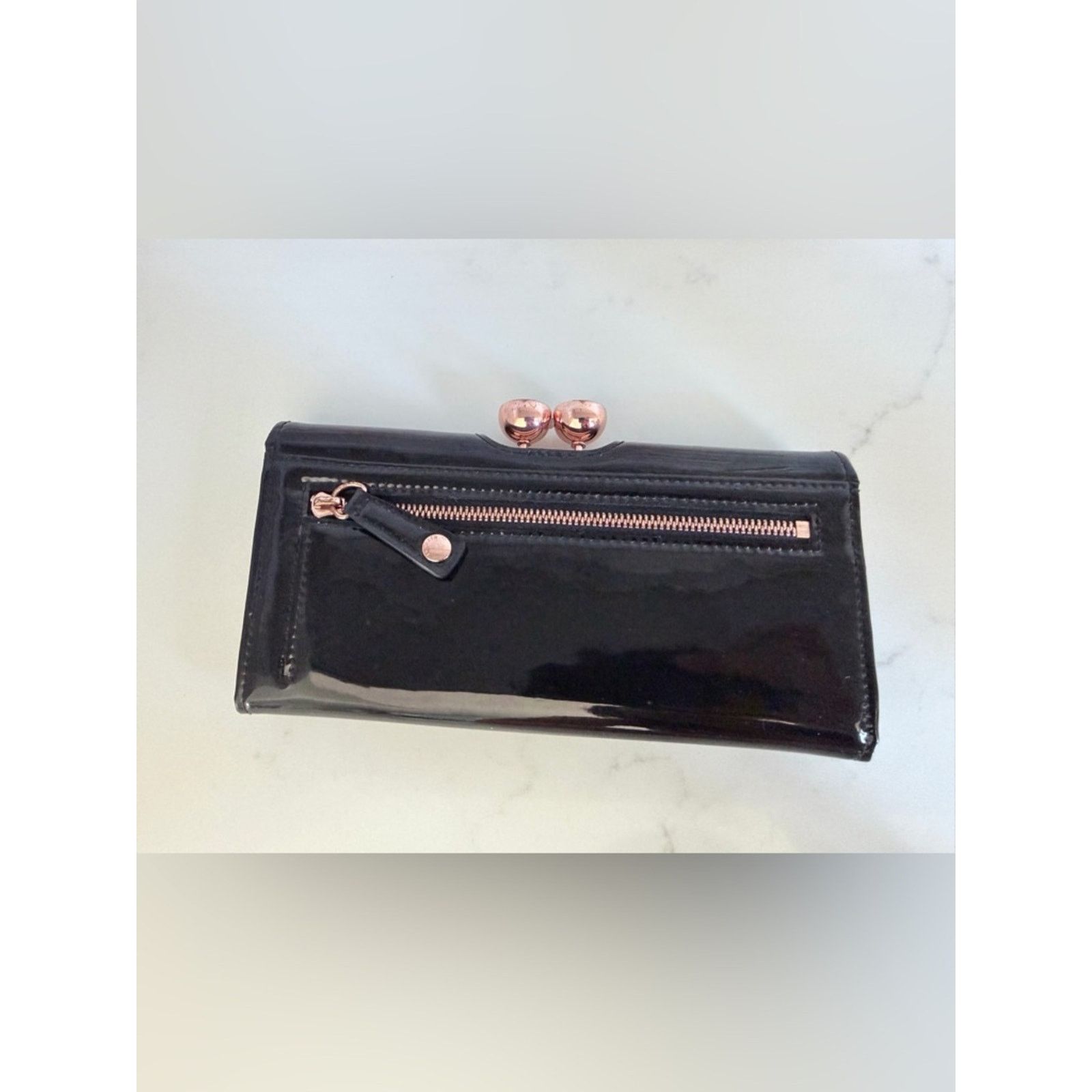Ted Baker Ted Baker Black Patent Clutch wallet with Rose Gold Accent Size ONE SIZE - 2 Thumbnail