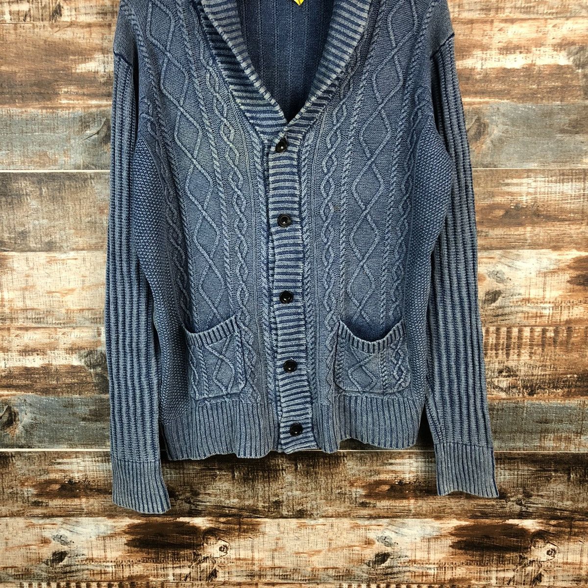 Faded Glory D Semantic Design faded Blue Cardigan Knitwear #A2250 Size US XL / EU 56 / 4 - 3 Thumbnail
