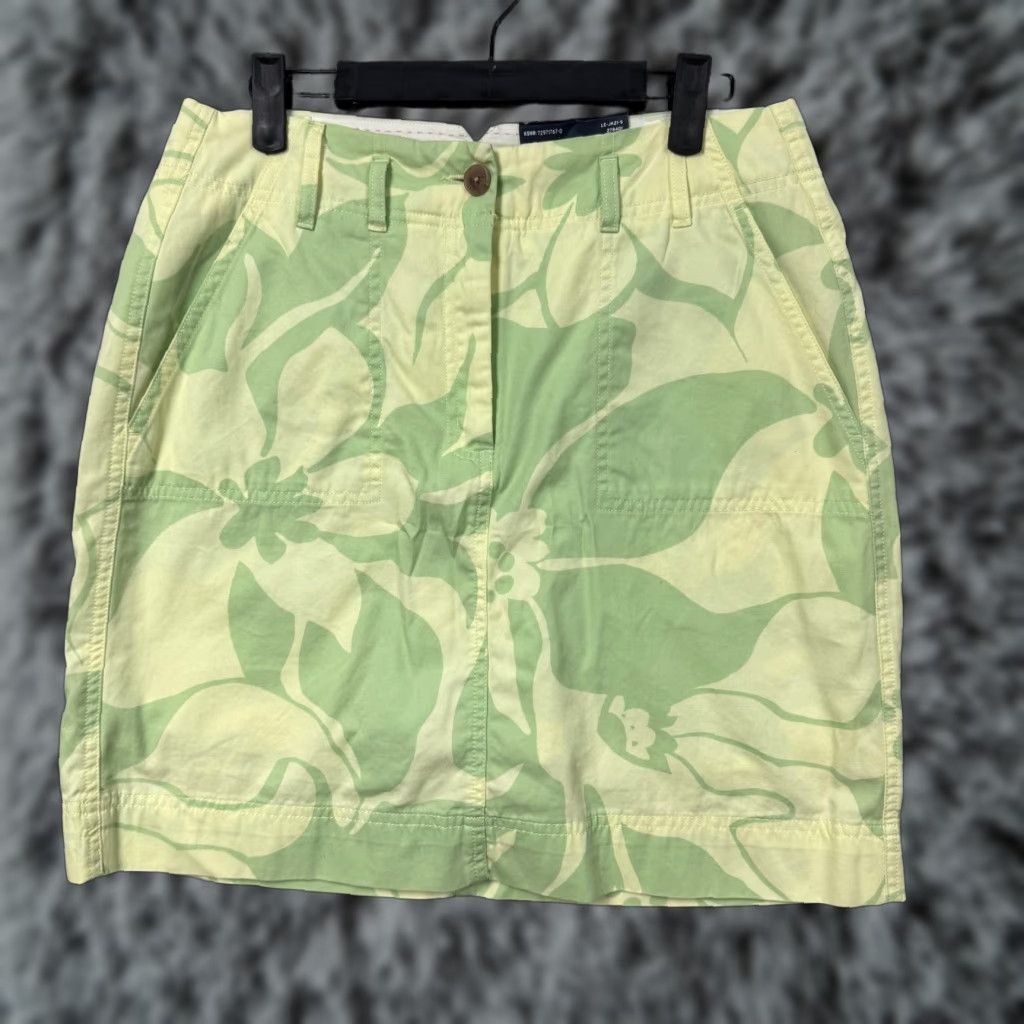 Lands' End Lands' End Chino Skort 6 Green Floral Weekend Pockets Casual Utility Twill Cotton Knee Length Women Womens Size 28" / US 6 / IT 42 - 1 Thumbnail