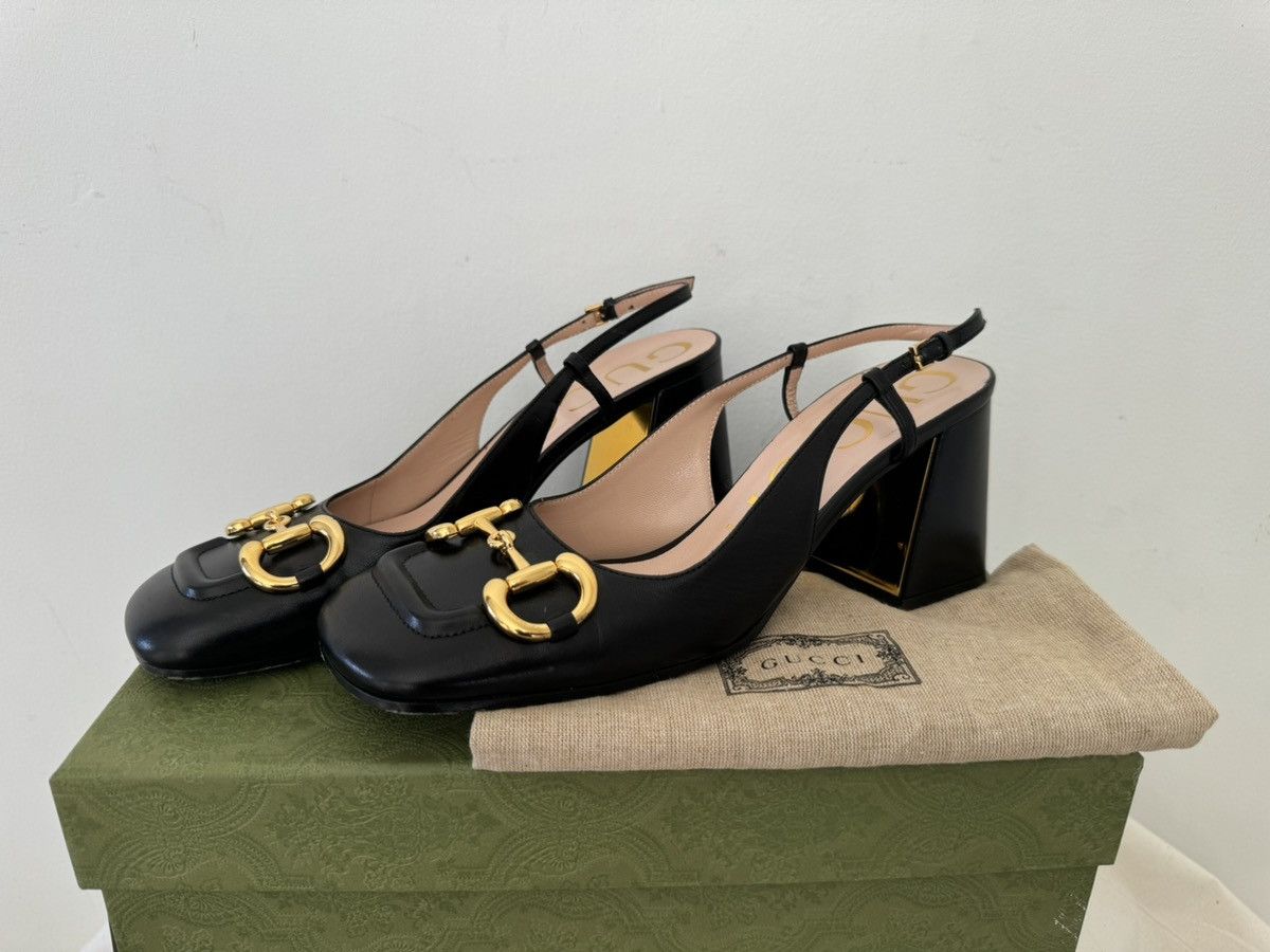 Gucci GUCCI Malaga kid Horsebit Slingback Size US 8.5 / IT 38.5 - 7 Thumbnail