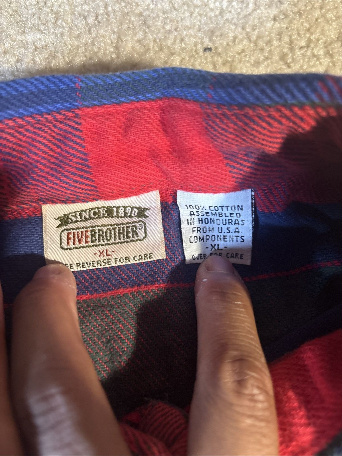 FiveBrother Five Brothers Heavy Red Plaid Flannel Size XL Made In USA Size US XL / EU 56 / 4 - 3 Thumbnail