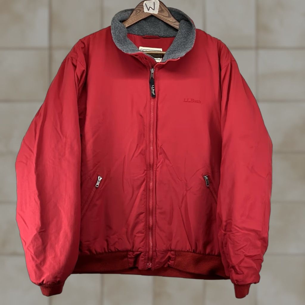 Vintage VINTAGE L.L. Bean Warm-Up Jacket Mens L Tall Bomber Jacket Red Gray Long Sleeve Zip Pockets Fleece Lined Nylon Coat Classic Outdoor Logo 90s USA Size US L / EU 52-54 / 3 - 1 Thumbnail