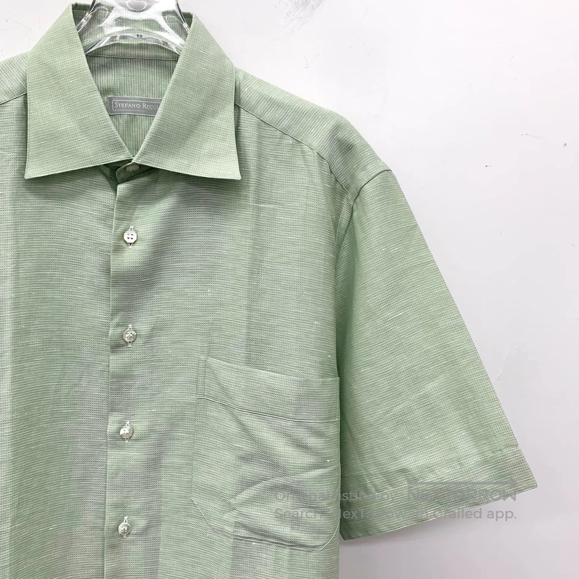 Stefano Ricci Stefano Ricci Light Green Cotton Collar Short Sleeve Shirt Size S / US 4 / IT 40 - 3 Thumbnail